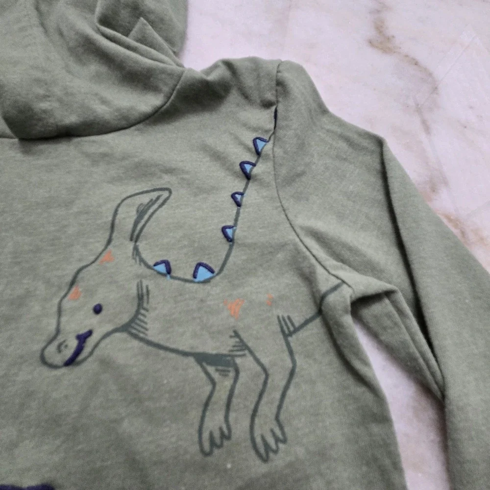 Carter's‎ Boys 2T Jogger Set 'Dino Crew' T-Rex Dinosaur Hooded Green Navy Blue